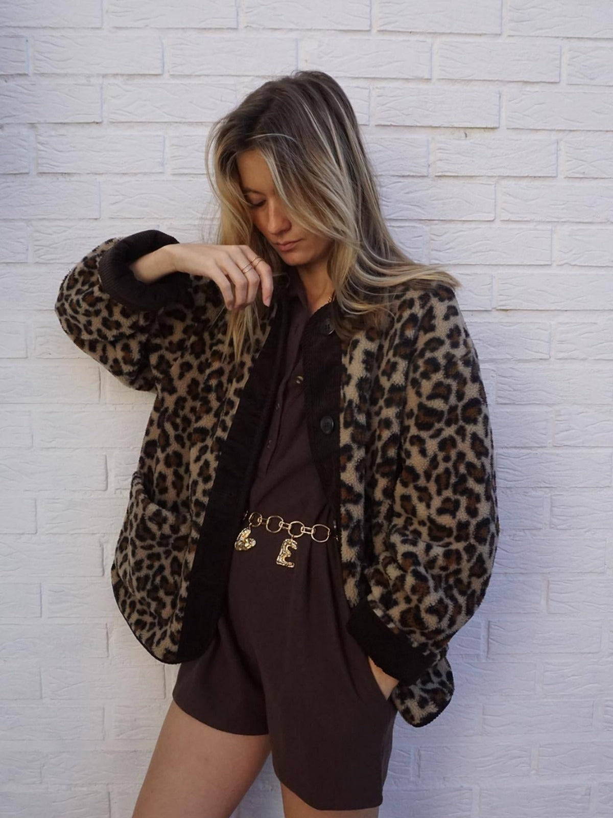 Women's Casual Elegant Leopard Single Breasted Coat