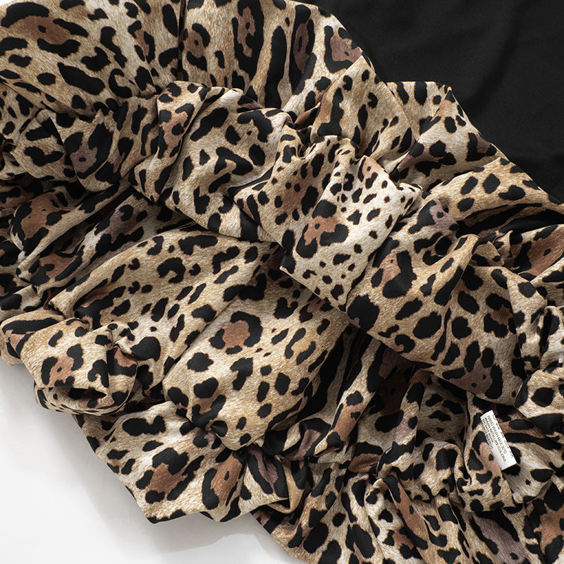 Women's Sheath Dress Streetwear Strapless Backless Sleeveless Leopard Above Knee Holiday