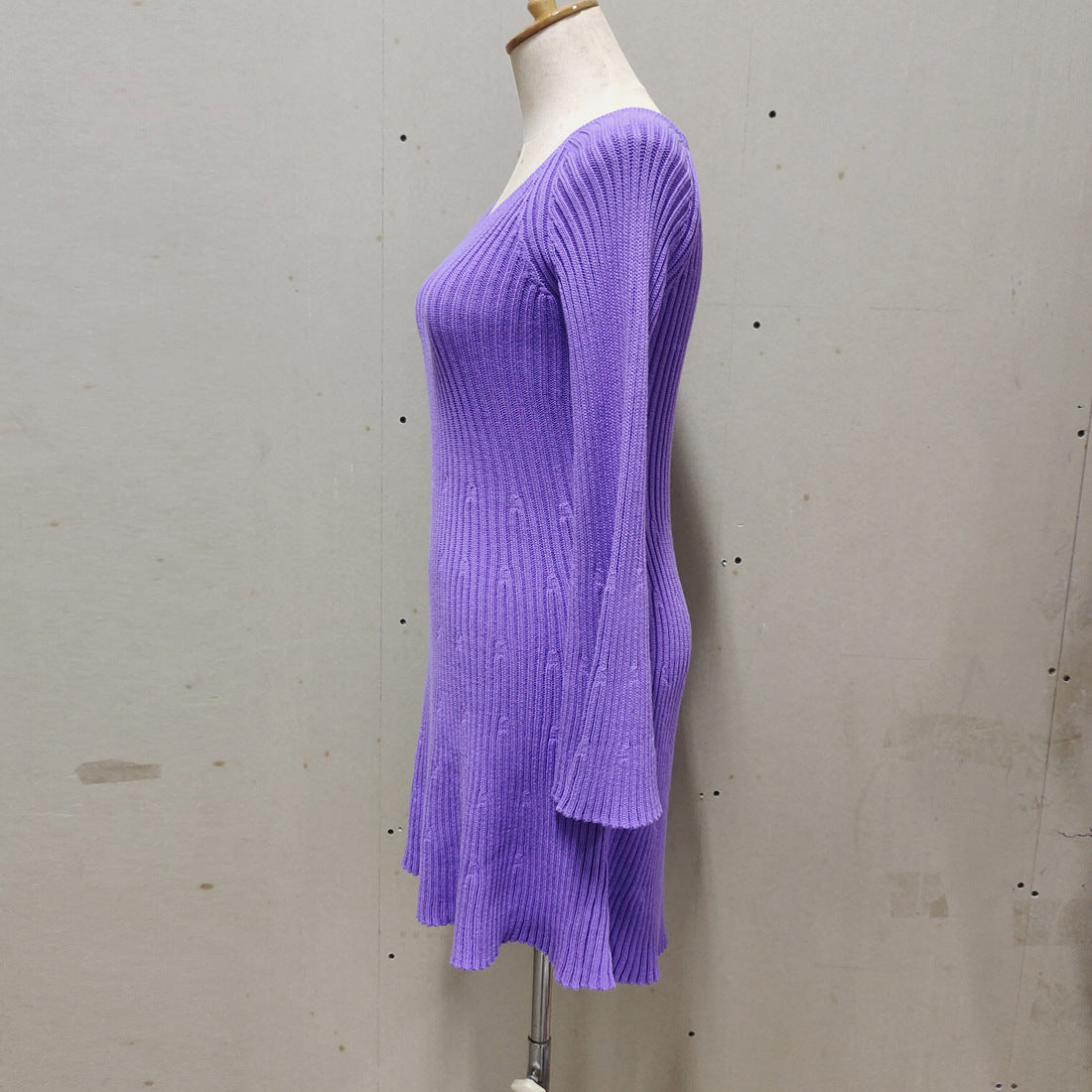 Women's Sheath Dress Simple Style V Neck Long Sleeve Solid Color Above Knee Holiday