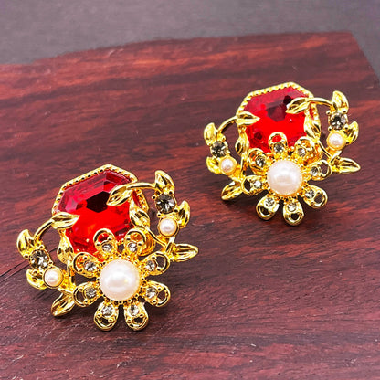 Vintage 18K Gold Plated Stud Earrings