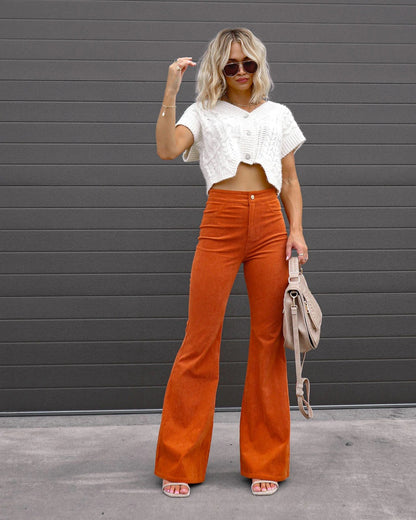 women's holiday casual solid color full length flared pants