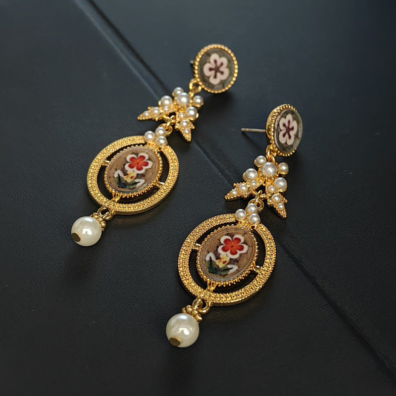 Bohemian Pearl Vintage Stud Earrings with S925 Posts