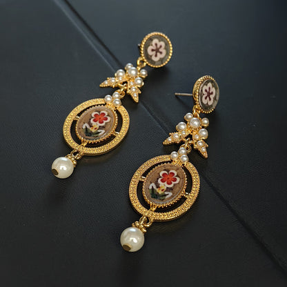 Bohemian Pearl Vintage Stud Earrings with S925 Posts