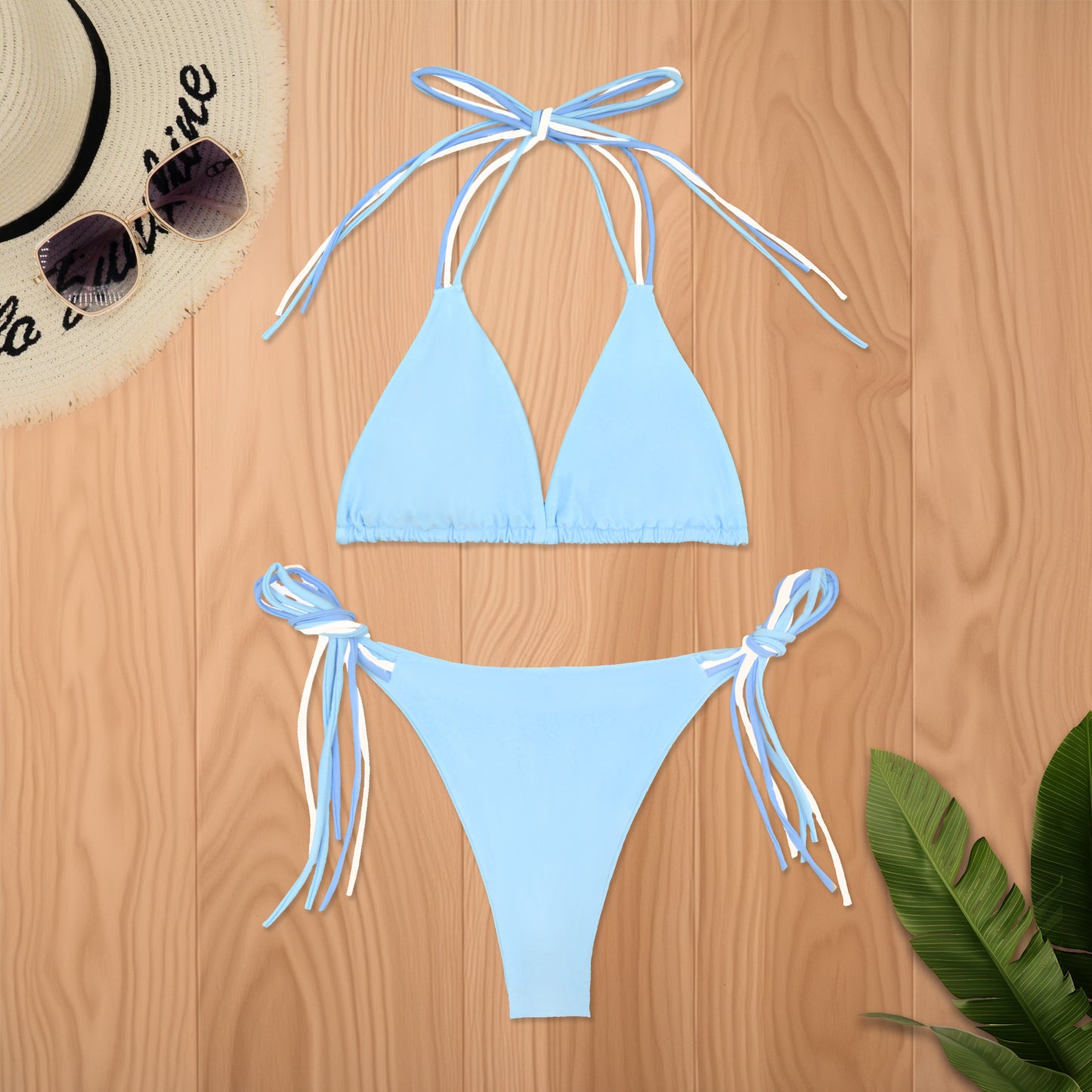 Women's Solid Color 2 Pieces Set Bikinis Swimwear