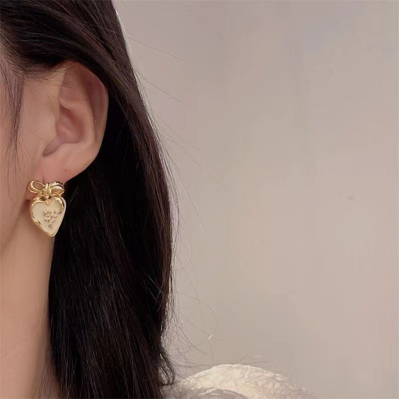 Enamel Bow Stud Earrings with S925 Posts