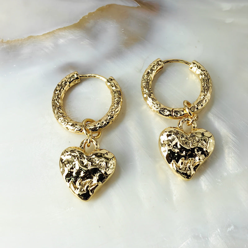 Minimal Heart Gold Plated Stud Earrings