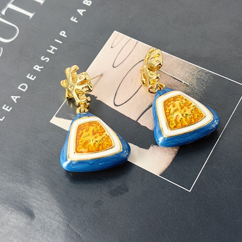 Blue Enamel Handbag Stud Earrings with S925 Posts