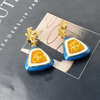 Blue Enamel Handbag Stud Earrings with S925 Posts