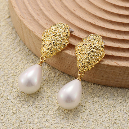 Vintage Pearl Stud Earrings with S925 Posts