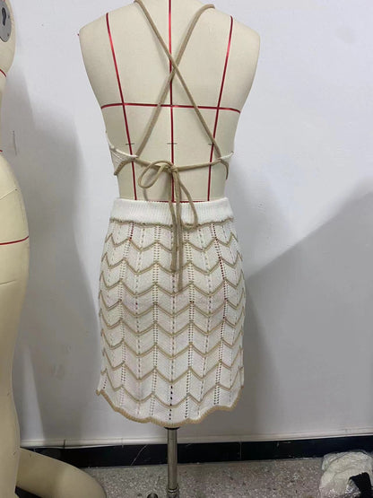 Holiday Daily Women's Elegant Lines Spandex Skirt Sets Skirt Sets