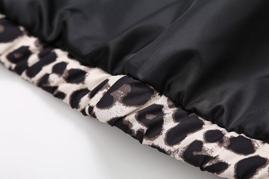 Women's Casual Leopard Zipper Coat