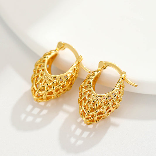 Minimal Vintage Gold Plated Stud Earrings