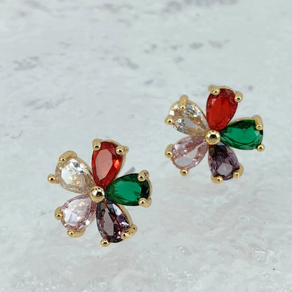 Colorful Zircon Star Stud Earrings with S925 Posts