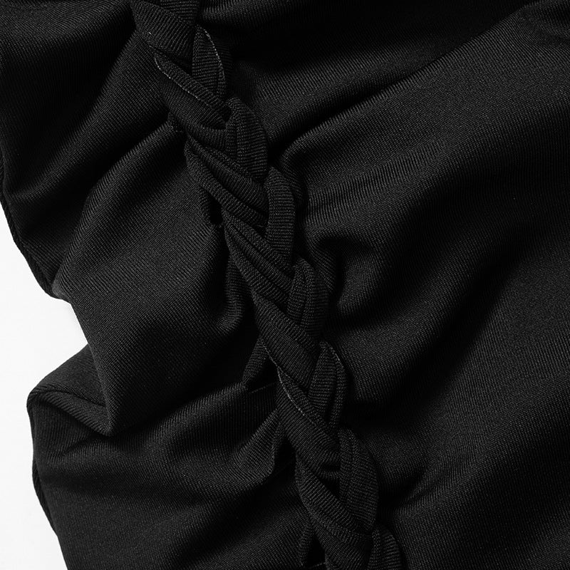 Women's Hip skirt Streetwear Round Neck Long Sleeve Solid Color Above Knee Holiday