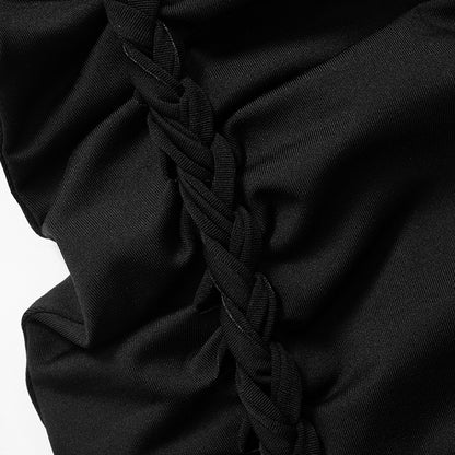 Women's Hip skirt Streetwear Round Neck Long Sleeve Solid Color Above Knee Holiday