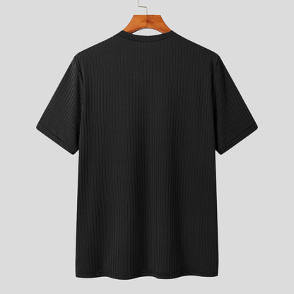 Men's Solid Color Simple Style Round Neck Short Sleeve Loose Men's T-shirt