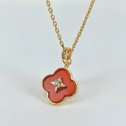 Clover Natural Stone Pendant Necklace