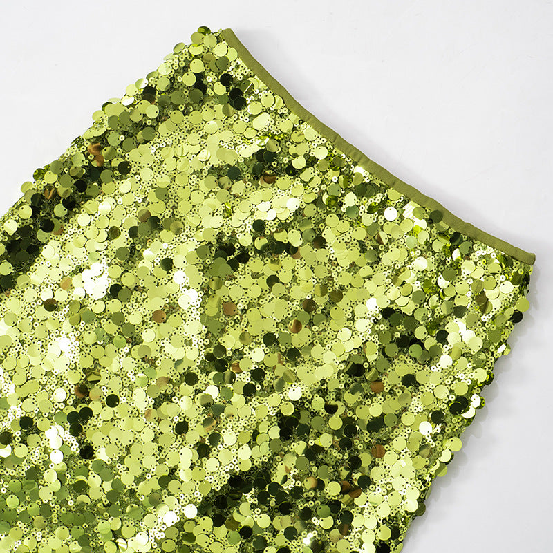 Summer Simple Style Glittery Polyester Maxi Long Dress Skirts