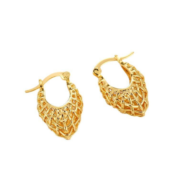 Minimal Vintage Gold Plated Stud Earrings