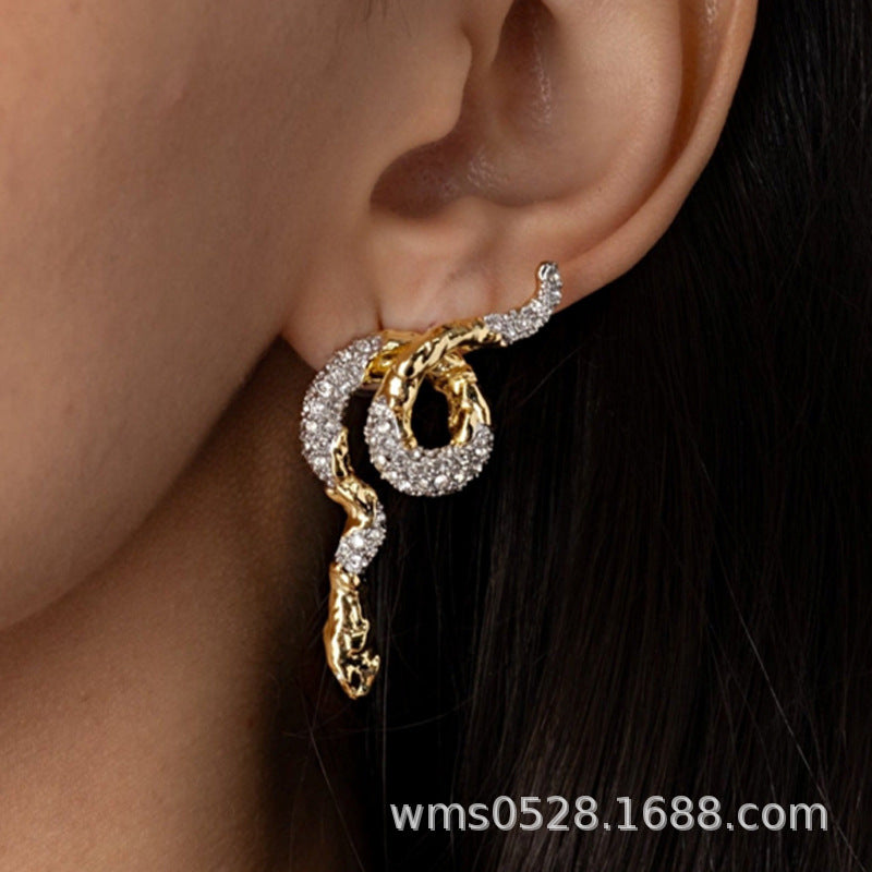 Serpent Crystal Stud Earrings with S925 Posts