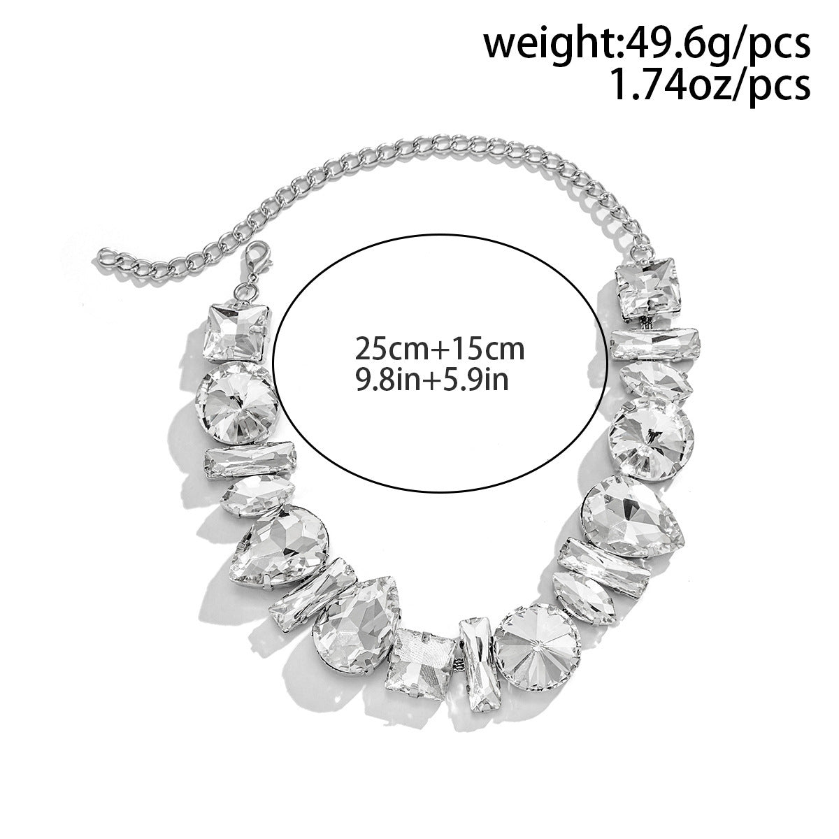 Glam Exaggerated Geometric Water Droplets Rhinestones Rhinestone Iron Tennis Chain Choker