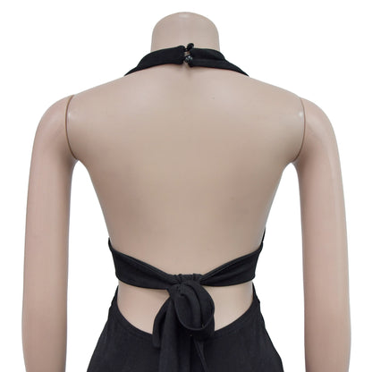 Women's Holiday Banquet Sexy Solid Color Full Length Jumpsuits