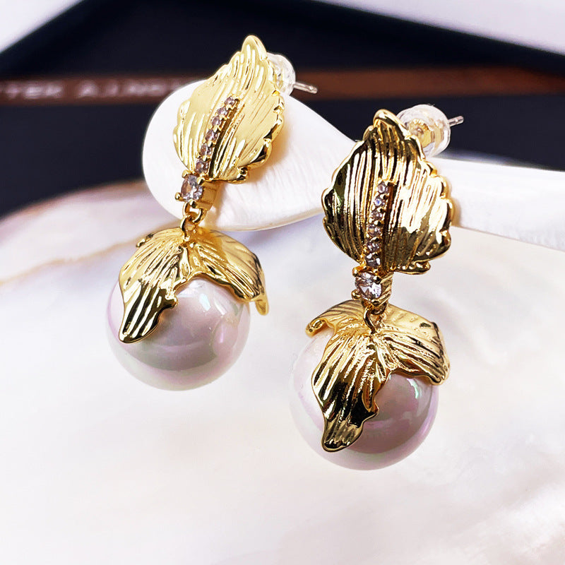 French Vintage Pearl Stud Earrings with S925 Posts
