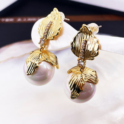 French Vintage Pearl Stud Earrings with S925 Posts