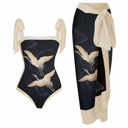 Women's Bohemian Sweet Flower 2 Pieces One Piece Swimwear
