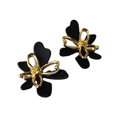 Vintage Painted Flower Drop Earrings with S925 Posts