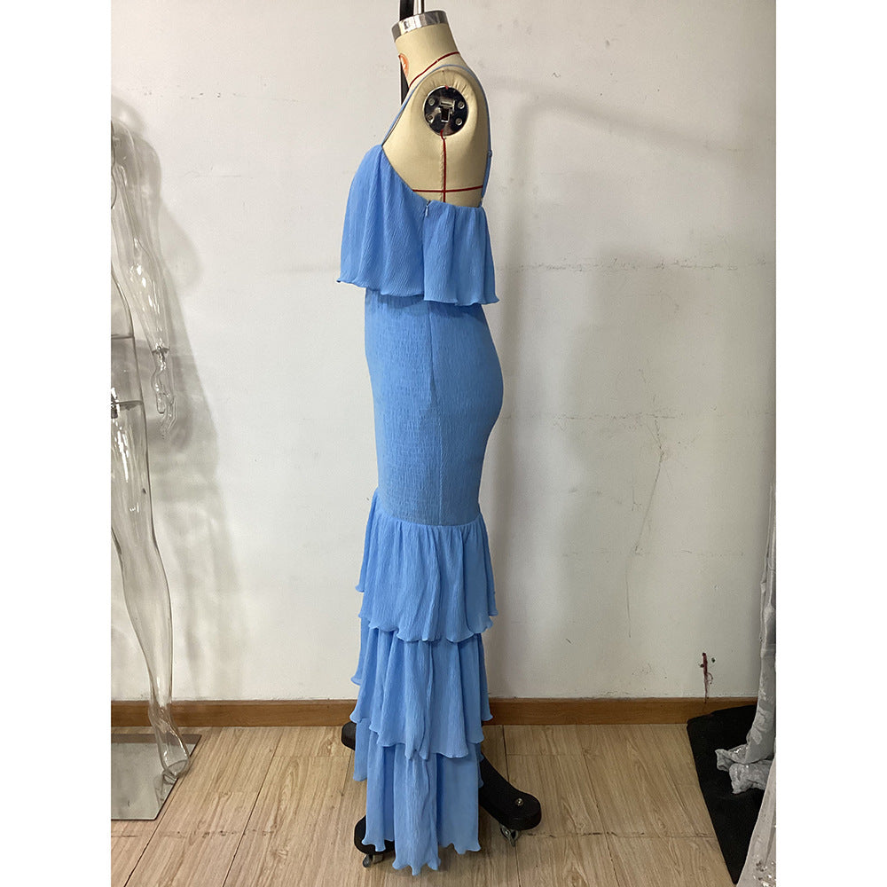 Women's Sheath Dress Elegant Strap Sleeveless Solid Color Maxi Long Dress Holiday