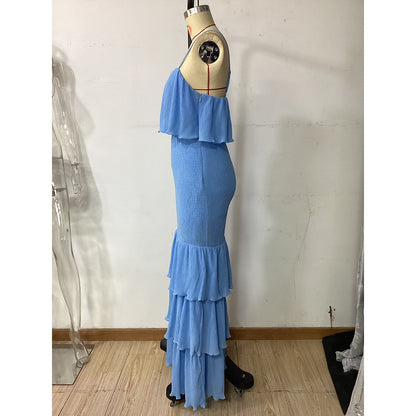 Women's Sheath Dress Elegant Strap Sleeveless Solid Color Maxi Long Dress Holiday