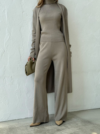 Holiday Women's Vacation Simple Style Solid Color Ice Silk Polyester Pants Sets Pants Sets