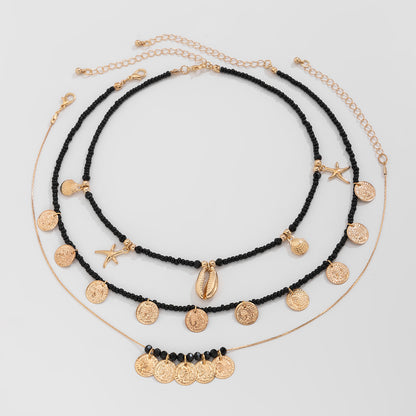 Vacation Pastoral Geometric Alloy Seed Bead Beaded Chain Layered Necklaces
