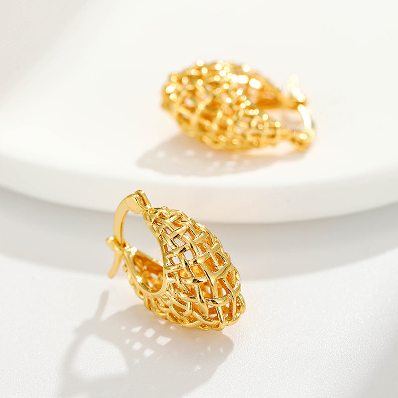Minimal Vintage Gold Plated Stud Earrings