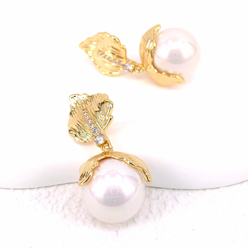 French Vintage Pearl Stud Earrings with S925 Posts