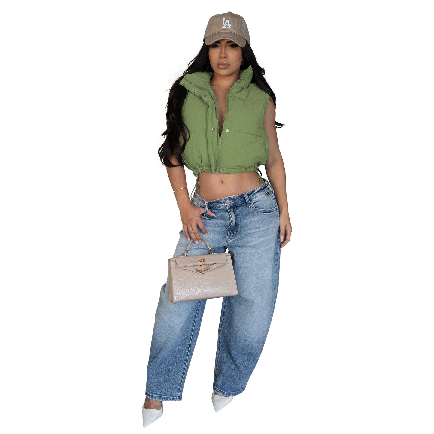Women's Casual Solid Color Zipper Vest