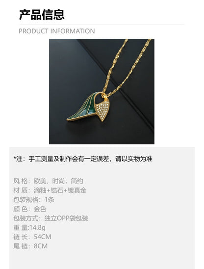 欧美新款ins项链珐琅滴釉吊坠镀真金饰品毛衣长铜手工链时尚百搭