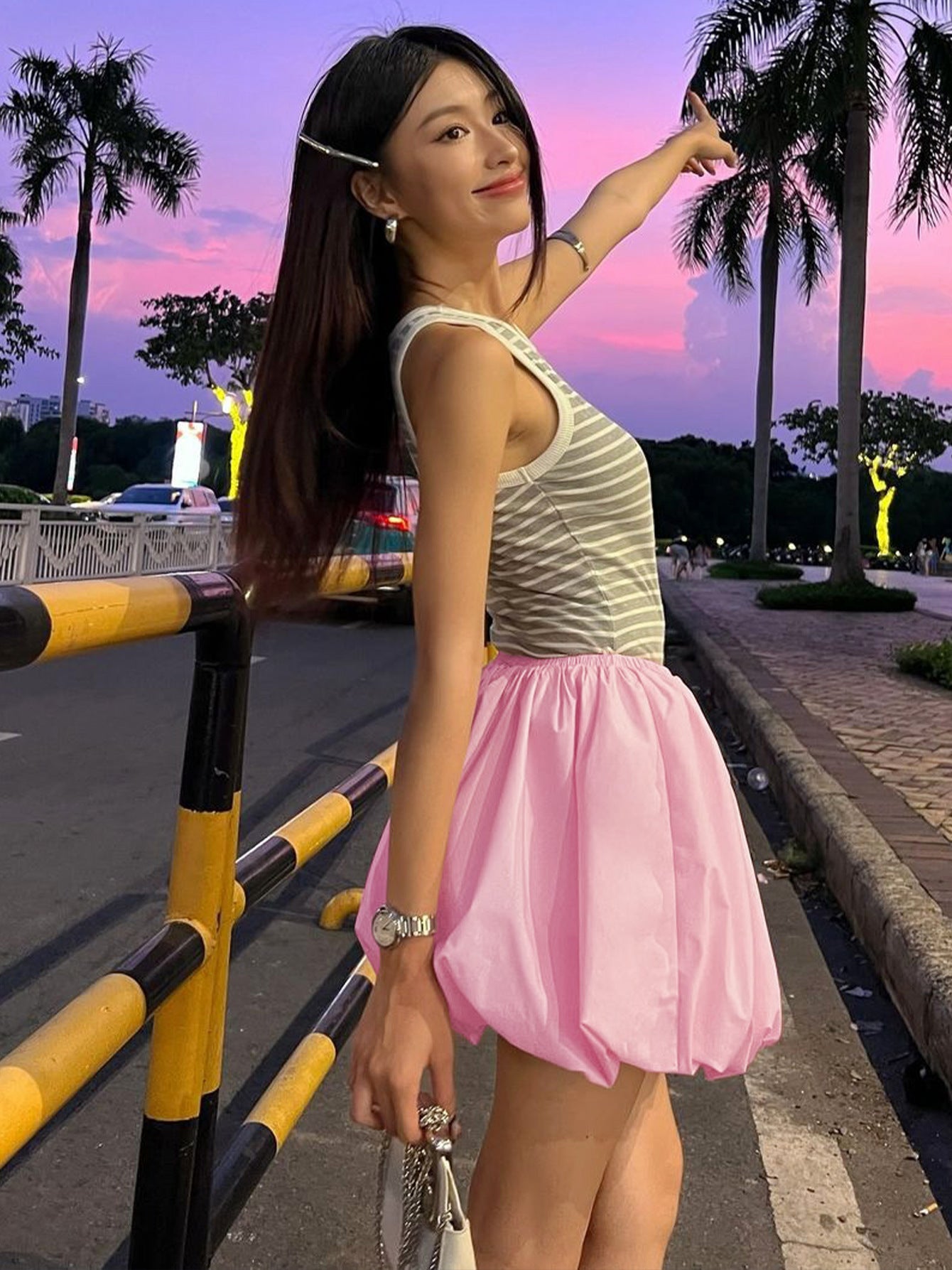 Summer Simple Style Classic Style Solid Color Cotton Polyester Above Knee Skirts