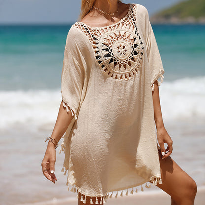 women's fashion solid color hollow out cover ups