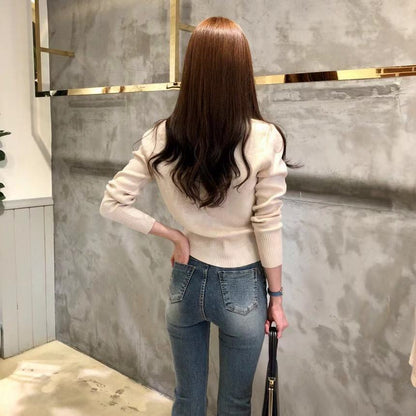 Women's Sweater Long Sleeve Sweaters & Cardigans Vacation Simple Style Solid Color