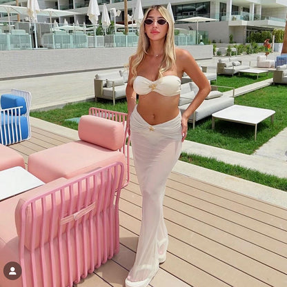 Women's Sexy Solid Color 3 Pieces Set Bikinis Swimwear