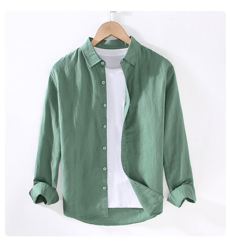 Men's Solid Color Casual Business Shirt Collar Long Sleeve Slim Men's Tops