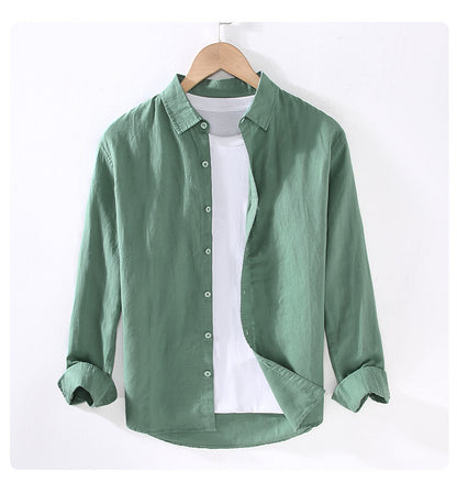 Men's Solid Color Casual Business Shirt Collar Long Sleeve Slim Men's Tops