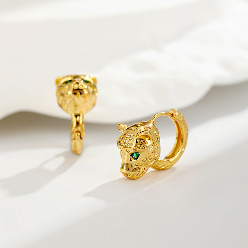 Leopard Head Zircon Stud Earrings