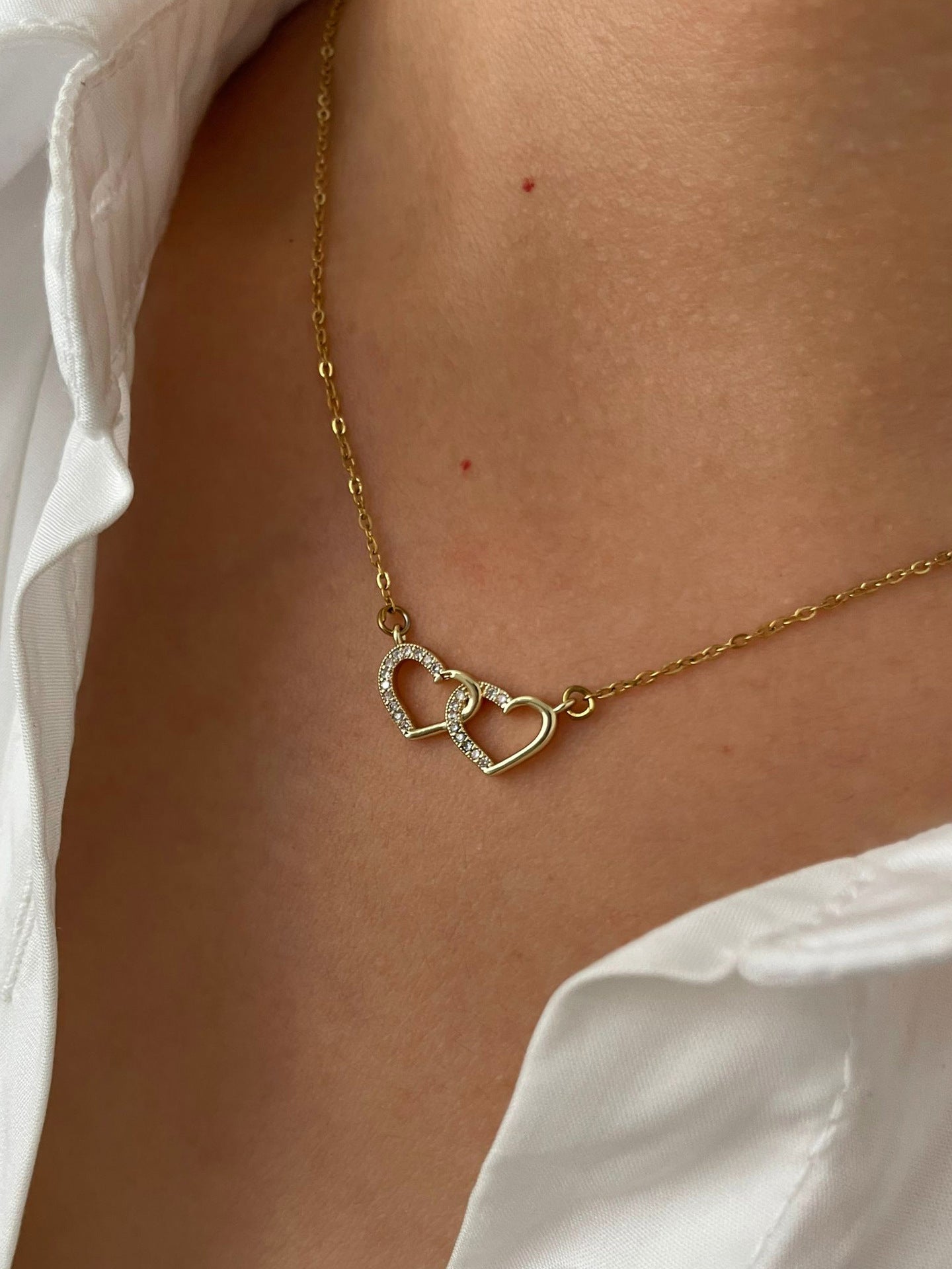 Jewelry Simple Style Heart Shape 316L Stainless Steel  18K Gold Plated Pendant Necklace