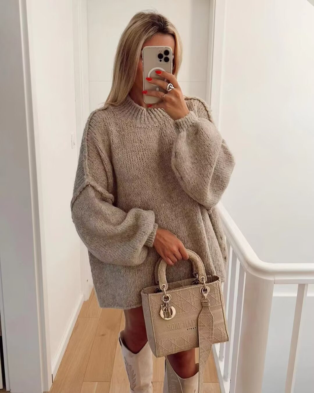 Women's Sweater Long Sleeve Sweaters & Cardigans Elegant Simple Style Solid Color