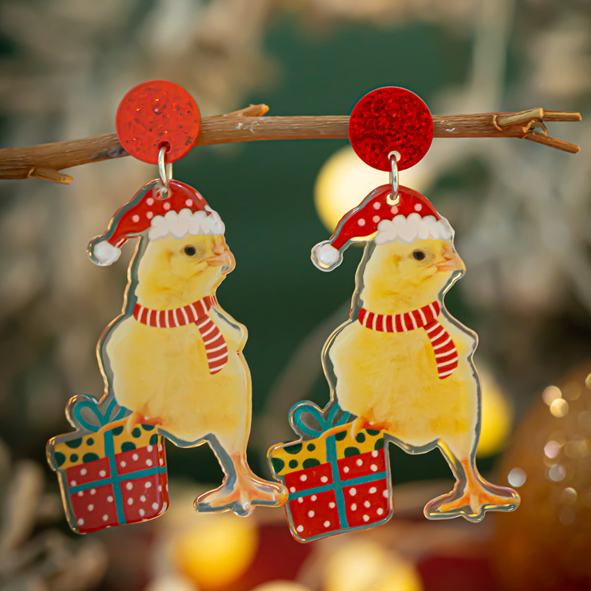 1 Pair Cute Vacation Christmas Hat Christmas Tree Elk Plating Arylic Earrings