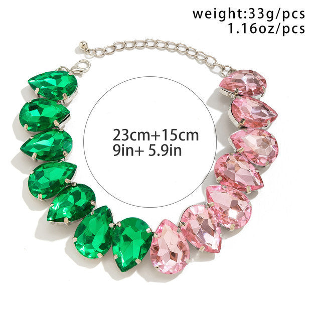 Glam Exaggerated Geometric Water Droplets Rhinestones Rhinestone Iron Tennis Chain Choker