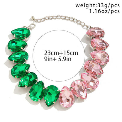 Glam Exaggerated Geometric Water Droplets Rhinestones Rhinestone Iron Tennis Chain Choker